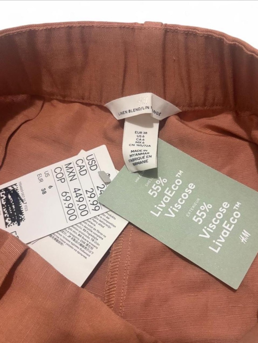 H&M High-Rise Tailored Shorts in Rust Orange - Picture 7 of 8